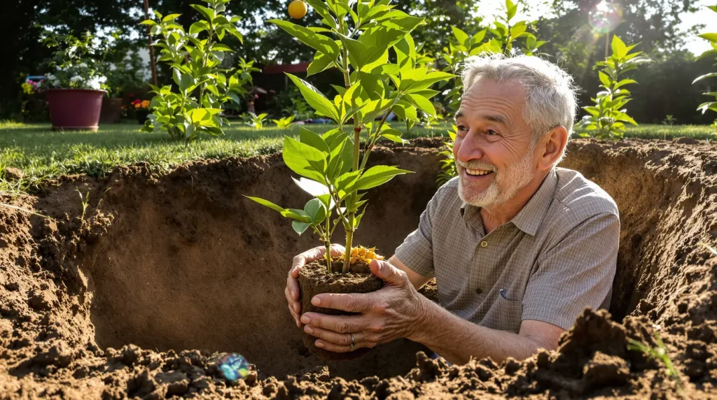 Je suis heureux d'avoir un jardin, surtout pour mes arbres fruitiers qui étaient sur mon balcon